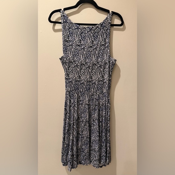 Cynthia Rowley Black, Blue and White Patterned Midi Dress - Picture 3 of 6